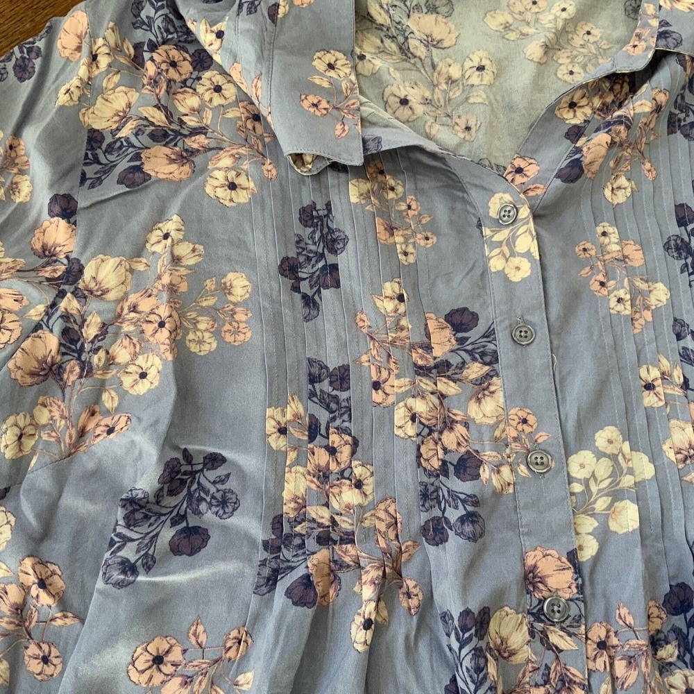 WOMAN WITHIN Blouse Sz 4X 34/36 Purple Floral Pintuck Relaxed Boho Tunic Top NWT - Picture 2 of 10